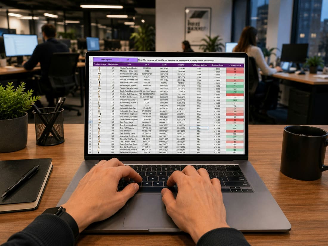Feuille de calcul consultée dans un bureau